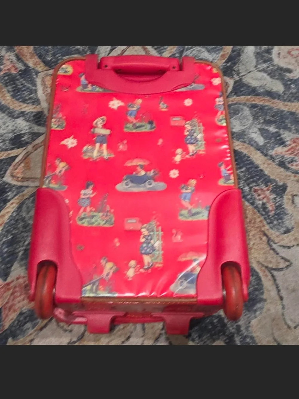 Kids Red Printed Carry Bag